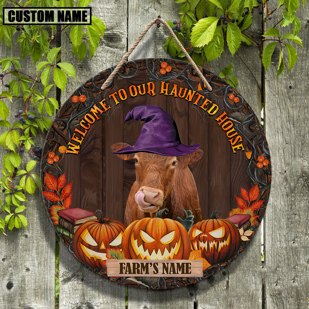 Welcome To Our Haunted House Custom Name Wooden Sign