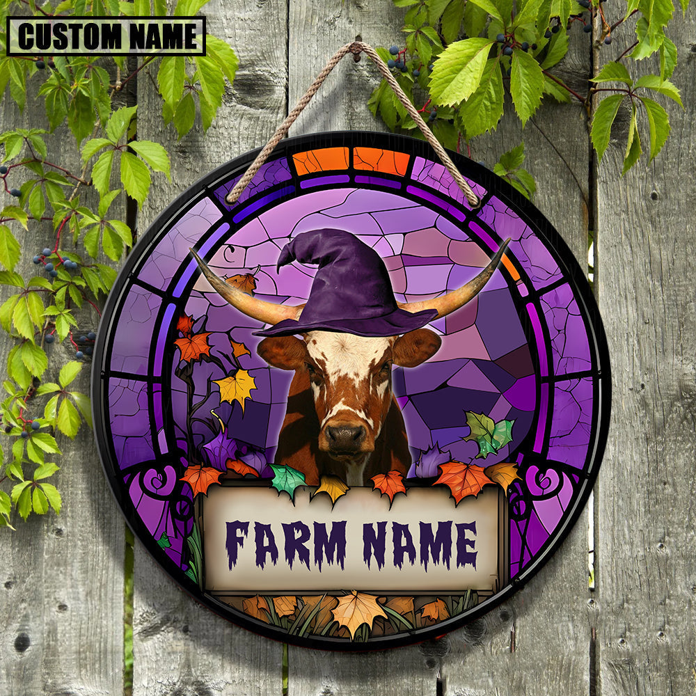 Texas Longhorn Personalized Name Stained Glass Effect Metal Sign