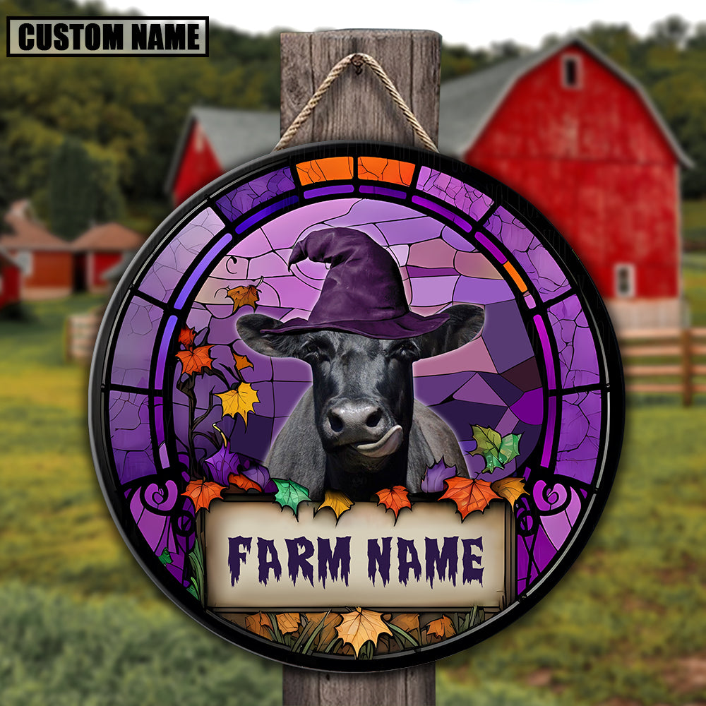 Black Angus Personalized Name Stained Glass Effect Metal Sign