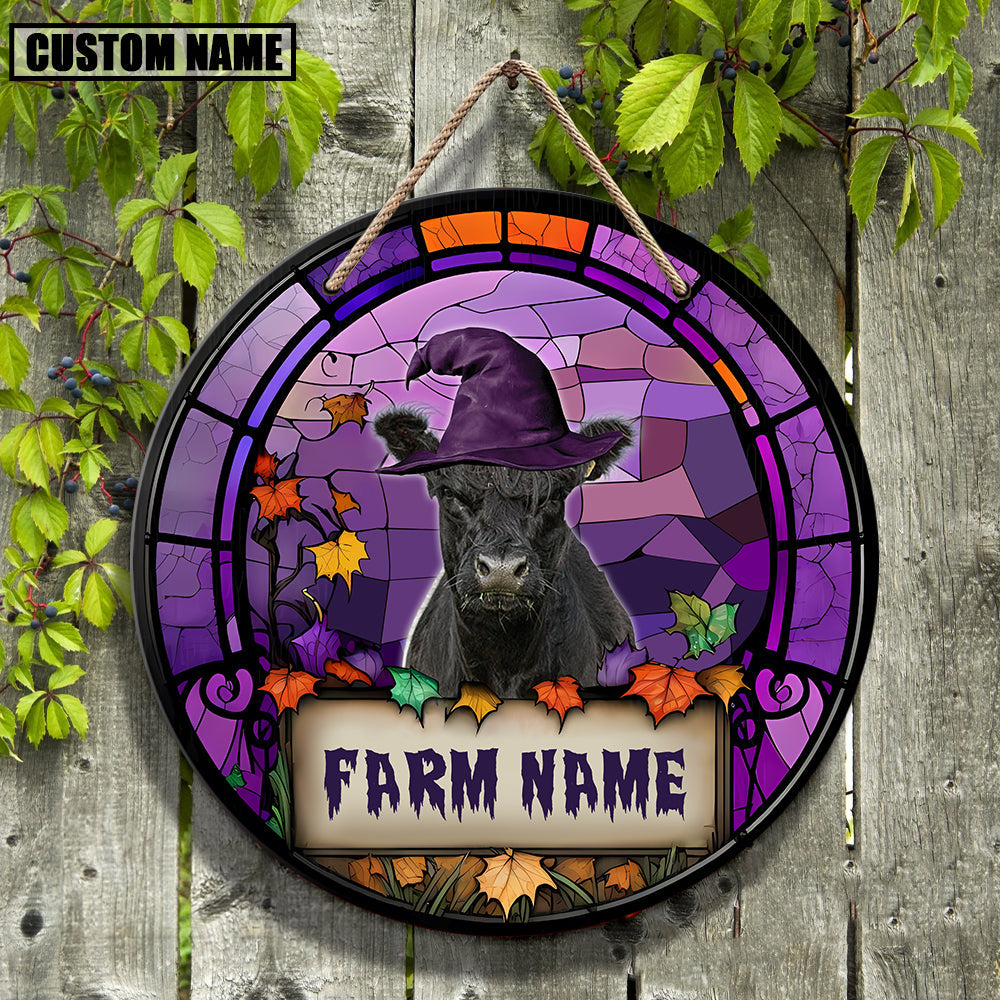 Belted Galloway Personalized Name Stained Glass Effect Metal Sign