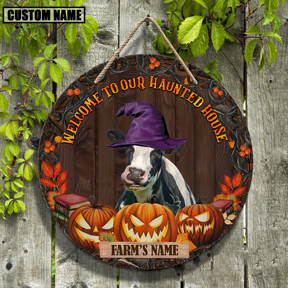 Welcome To Our Haunted House Custom Name Wooden Sign
