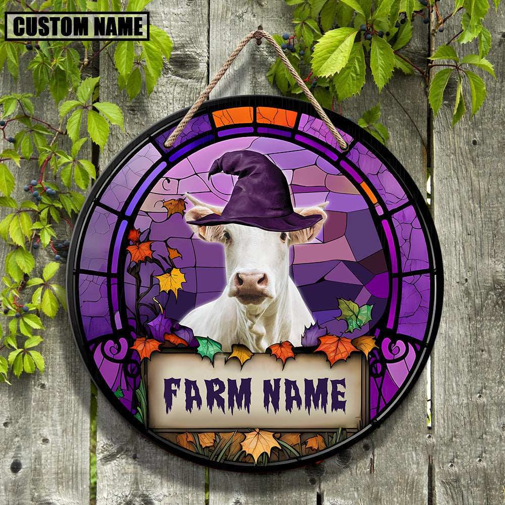 Charolais Personalized Name Stained Glass Effect Metal Sign