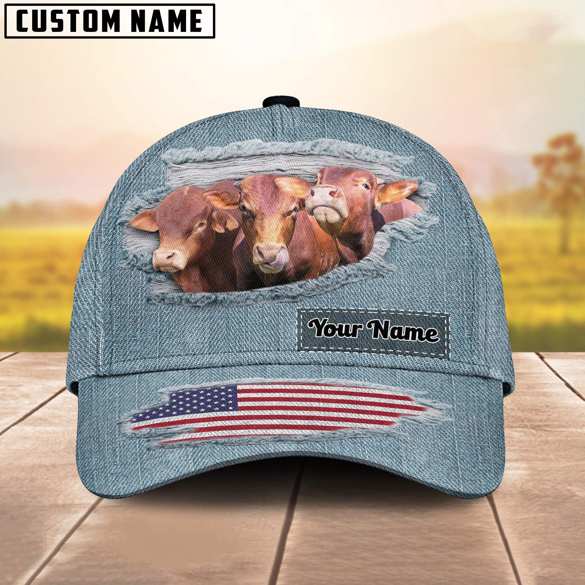 Beefmaster Jeans Pattern Customized Name Cap