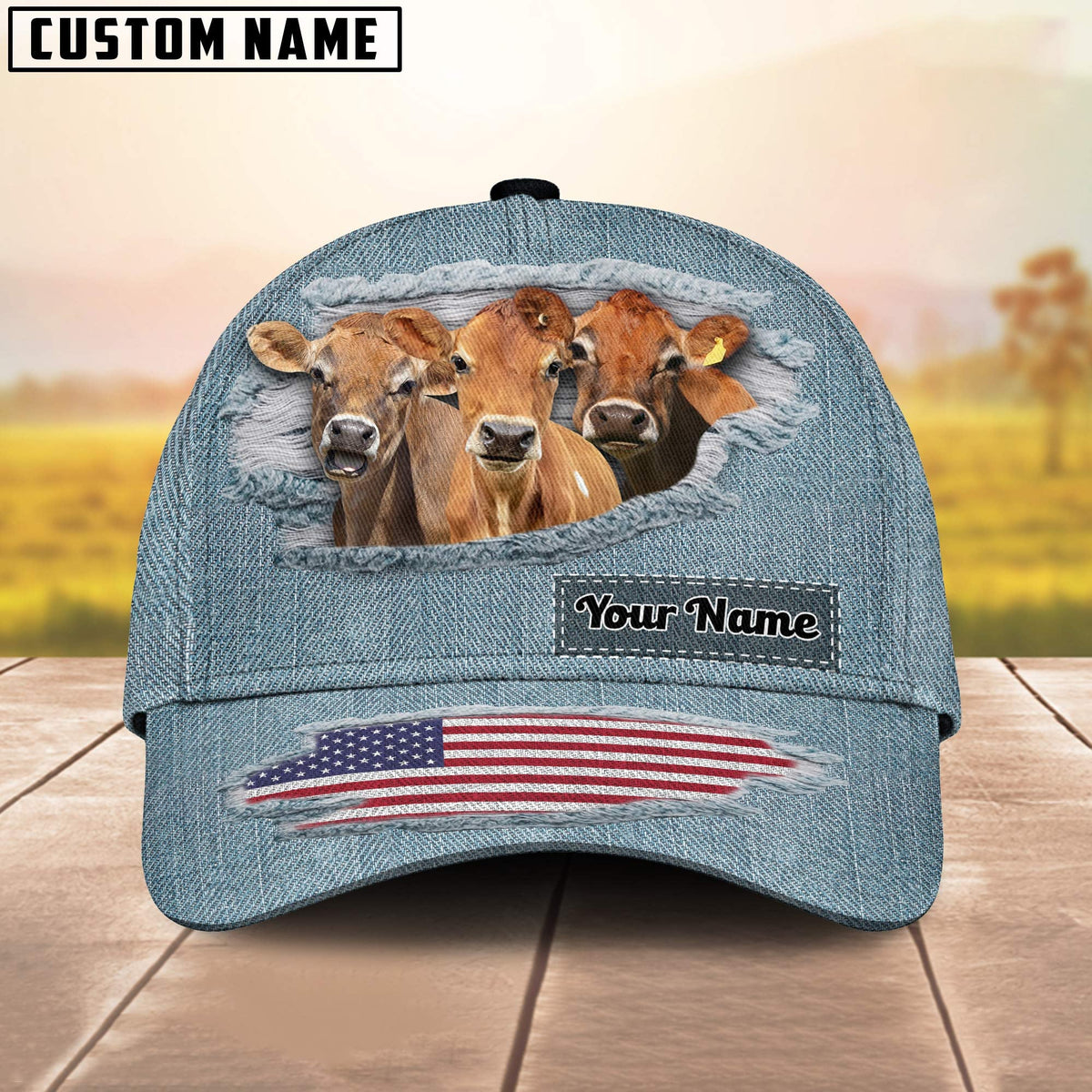 Jersey Jeans Pattern Customized Name Cap