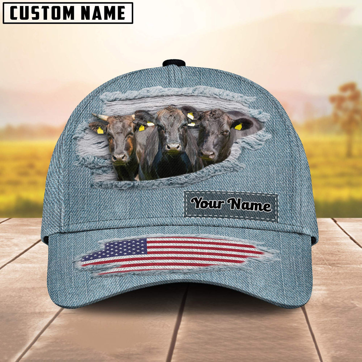 Wagyu Jeans Pattern Customized Name Cap