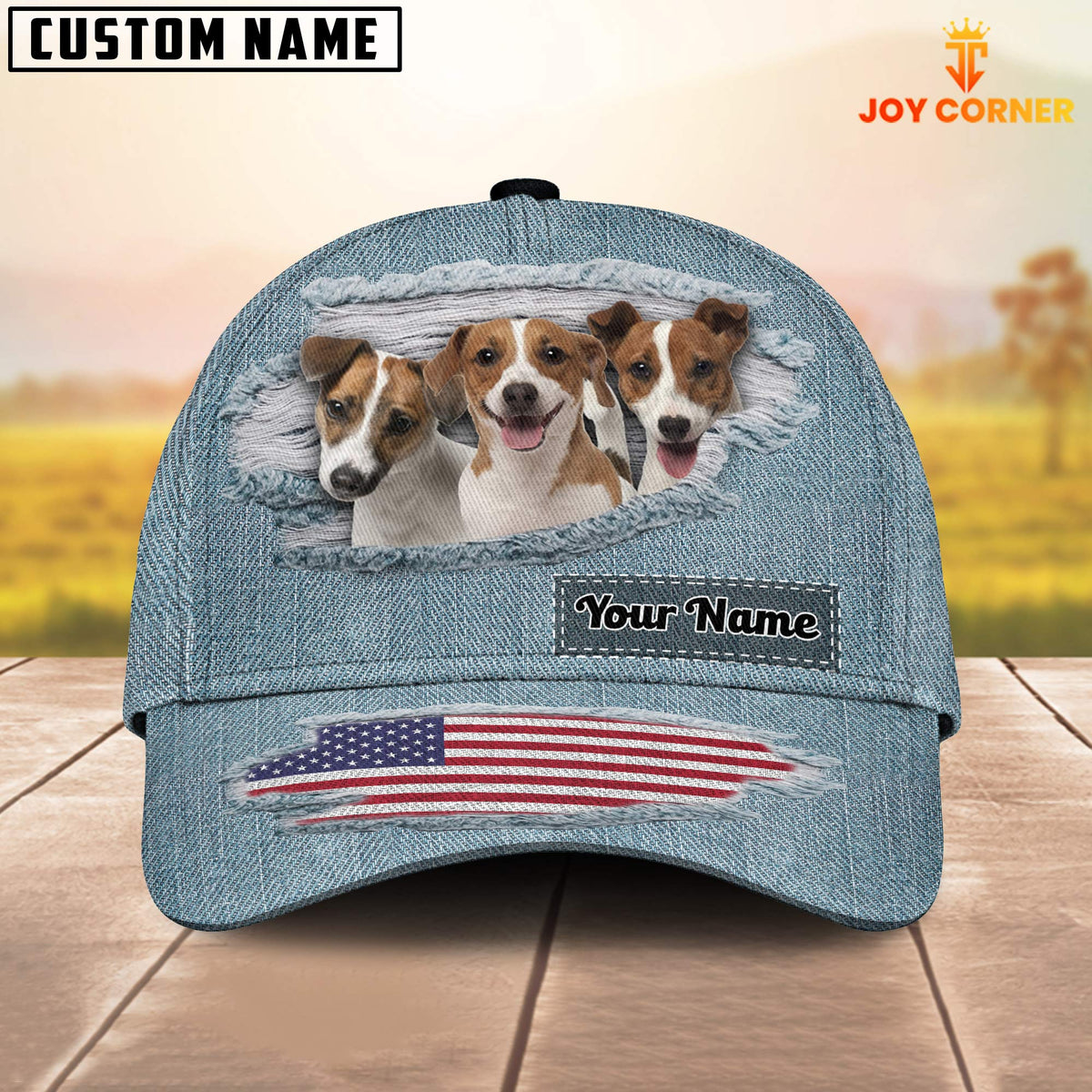 Jack Russell Terriers Jeans Pattern Customized Name Cap
