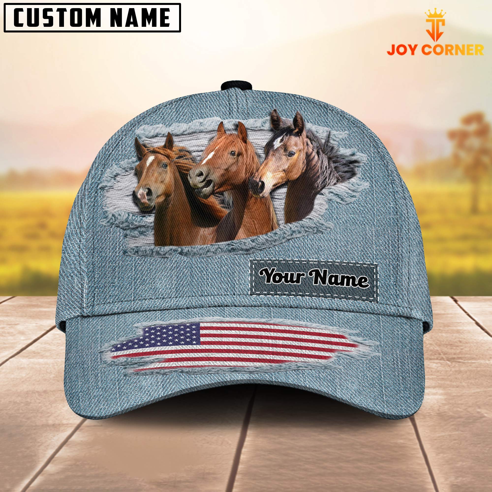 Morgan Horses Jeans Pattern Customized Name Cap
