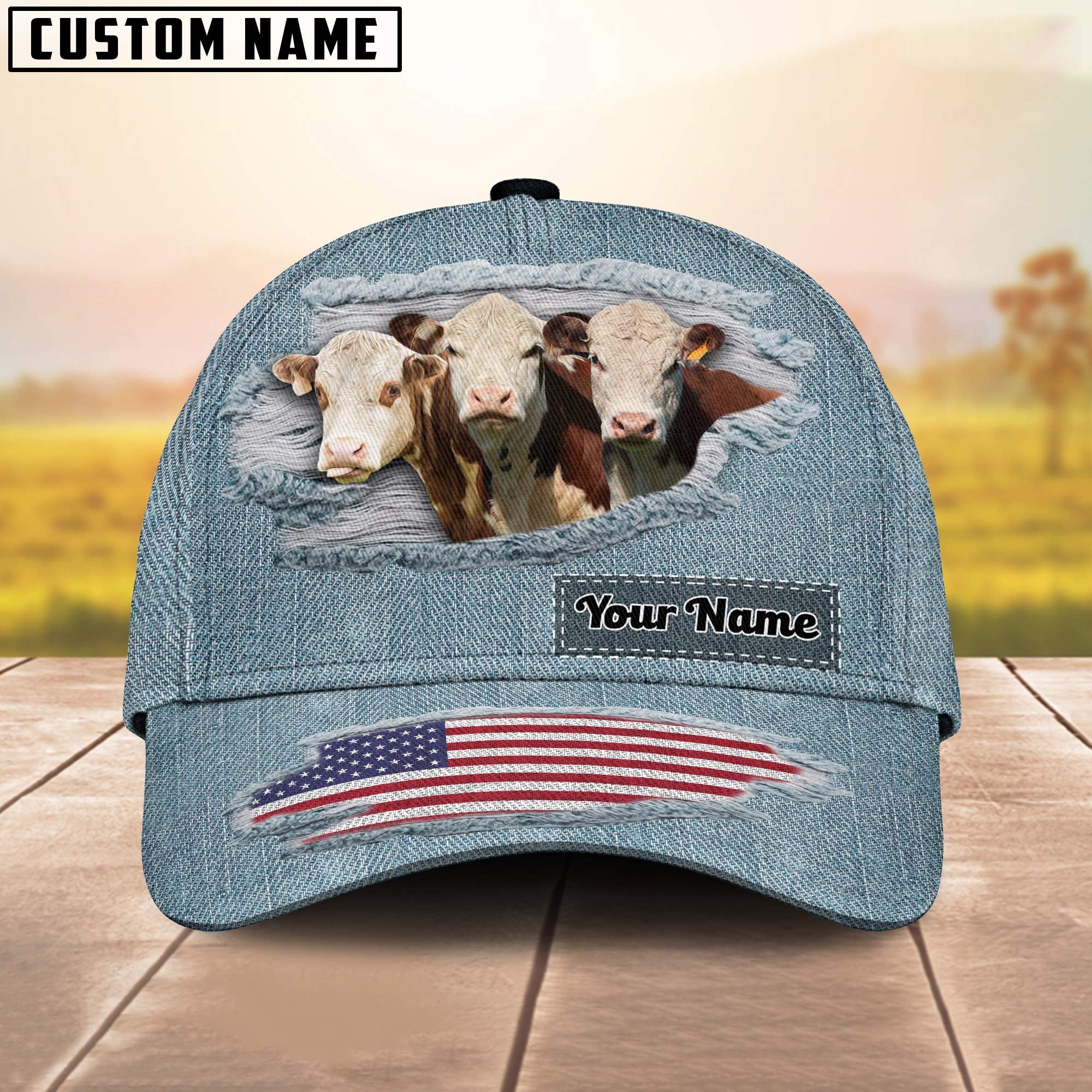 Hereford Jeans Pattern Customized Name Cap