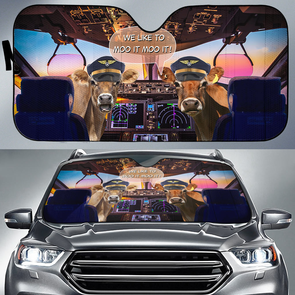 Jersey Pilot I Like To Moo It Moo It All Over Printed 3D Sun Shade