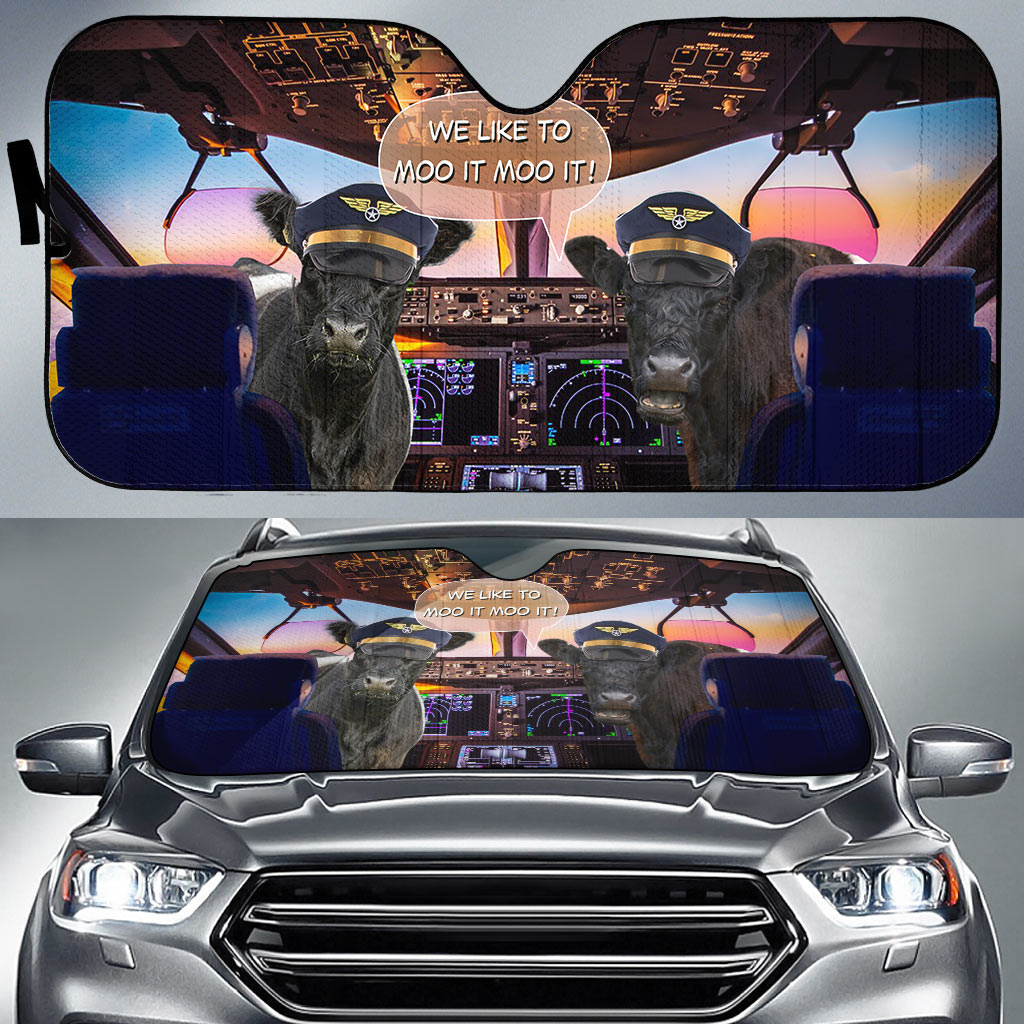 Belted Galloway Pilot I Like To Moo It Moo It All Over Printed 3D Sun Shade