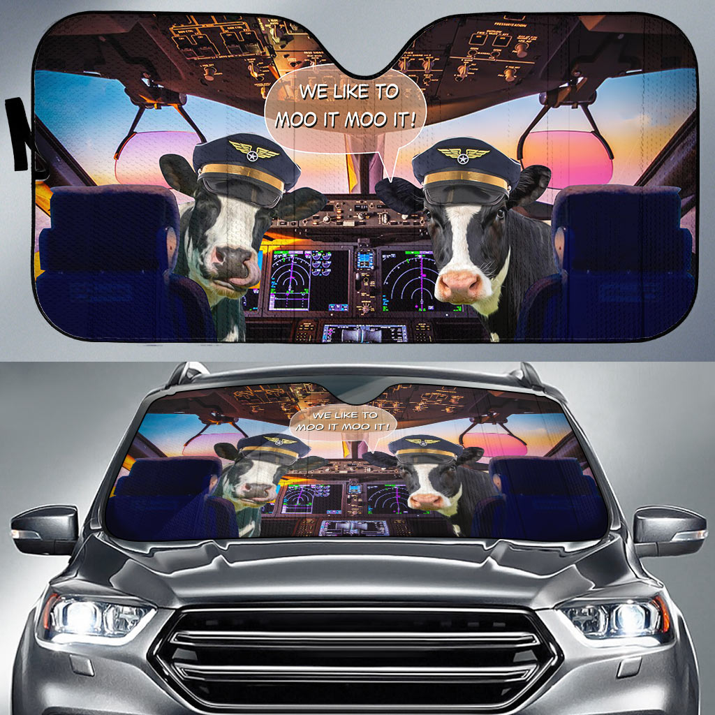 Holstein Pilot I Like To Moo It Moo It All Over Printed 3D Sun Shade