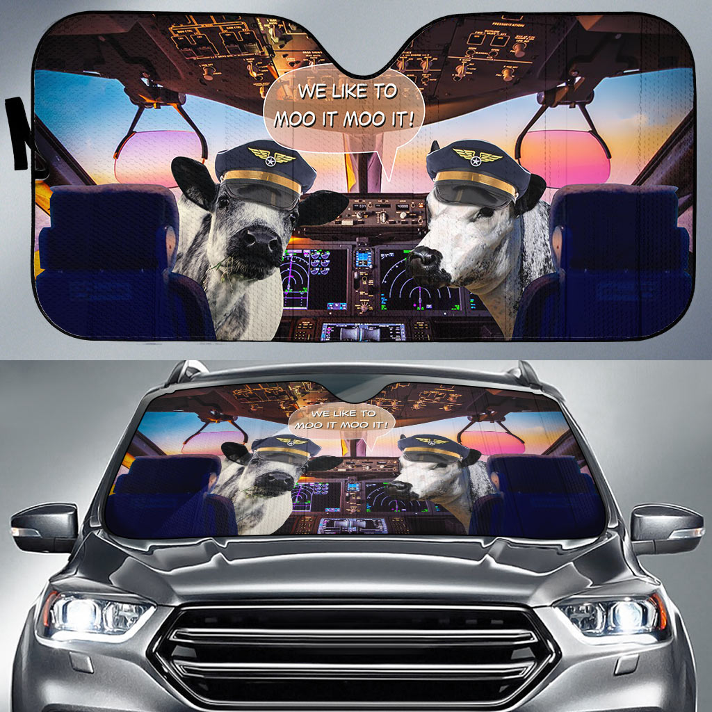 Speckle Park Pilot I Like To Moo It Moo It All Over Printed 3D Sun Shade