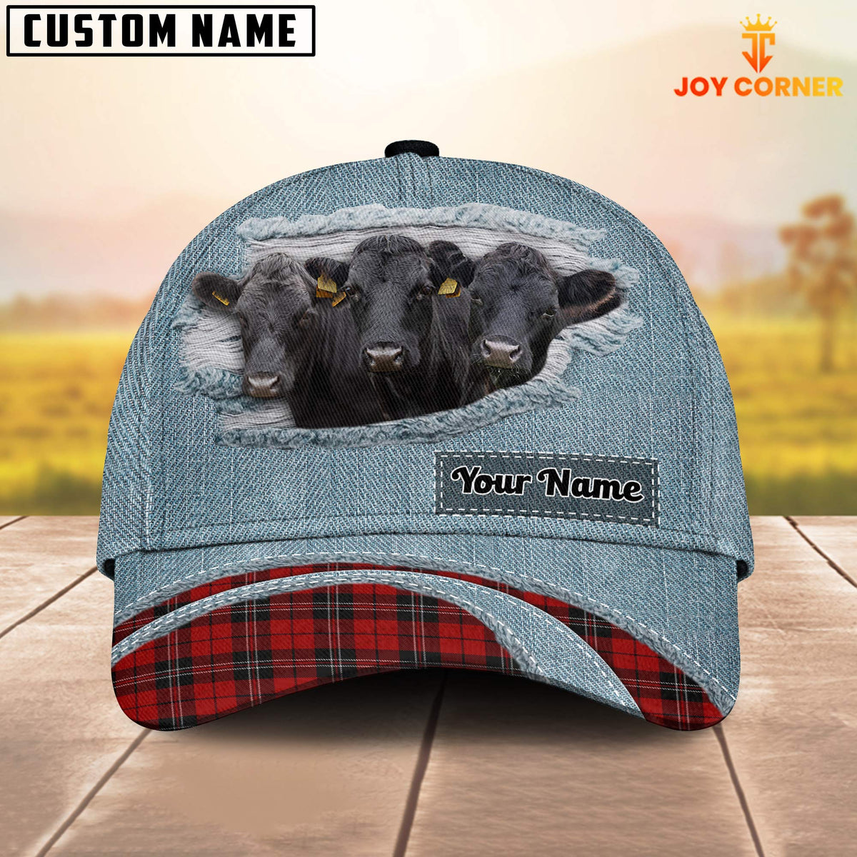 Dexter Red Caro And Jeans Pattern Customized Name Cap