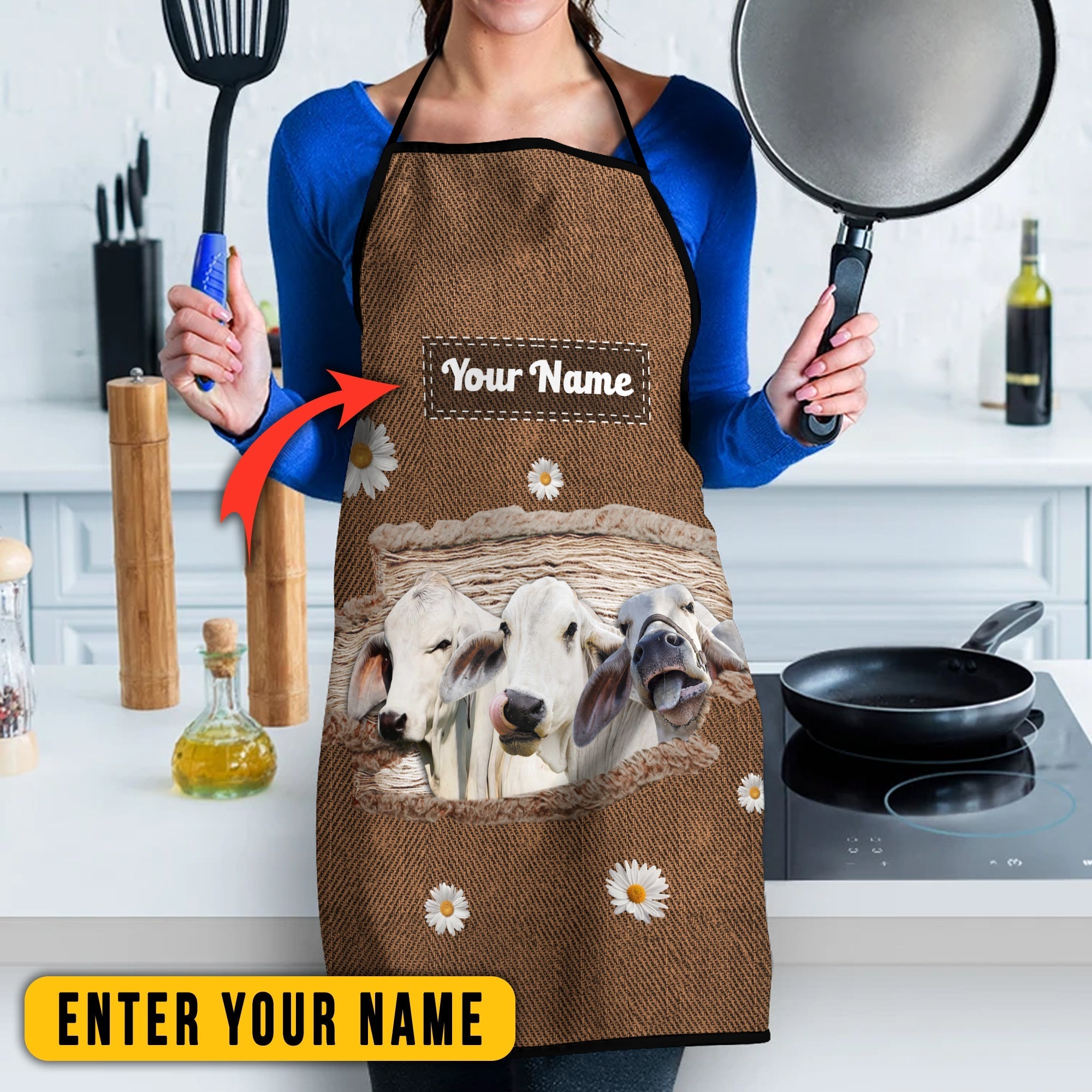 Personalized Name Brahman Happiness 3D Apron