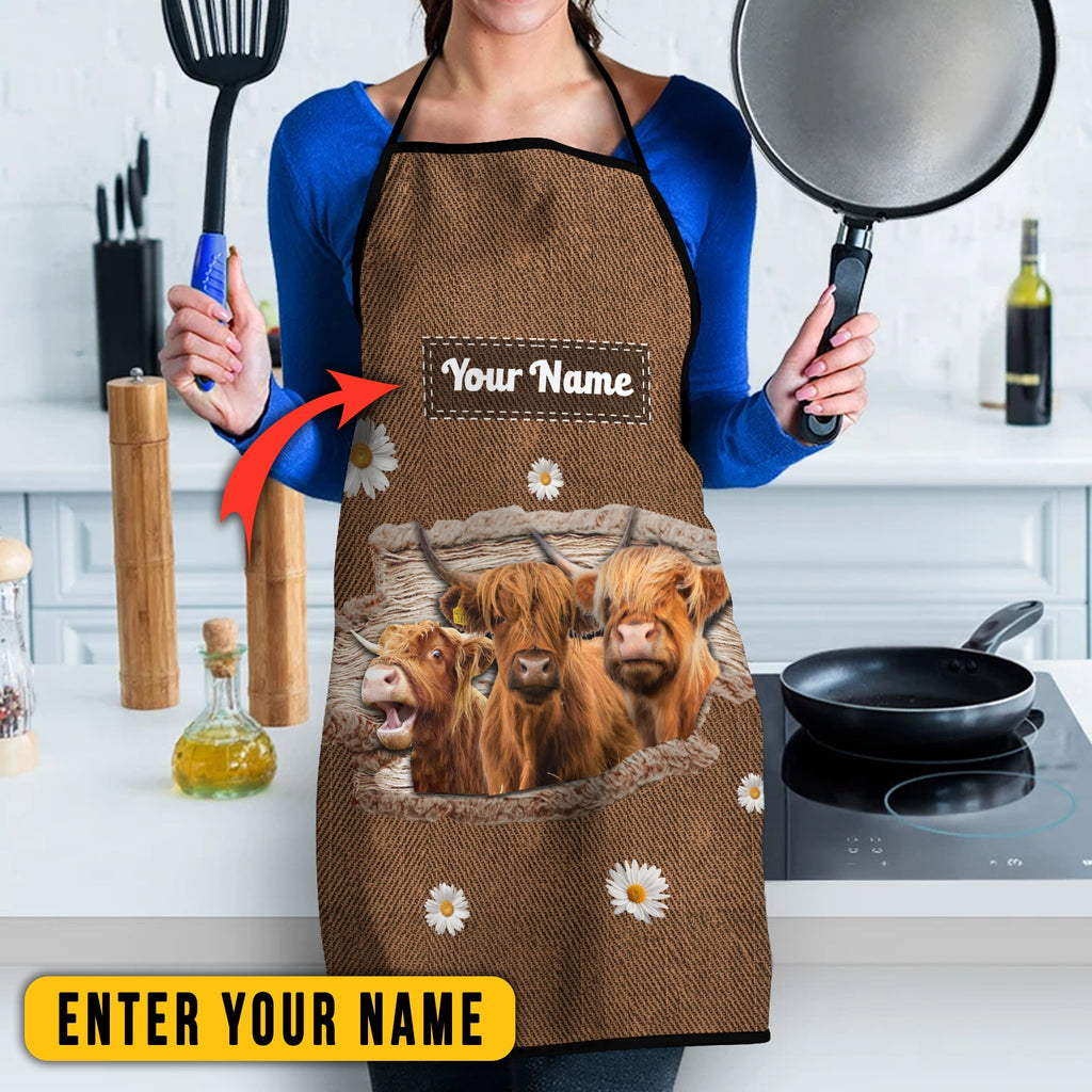 Personalized Name Highland Happiness 3D Apron