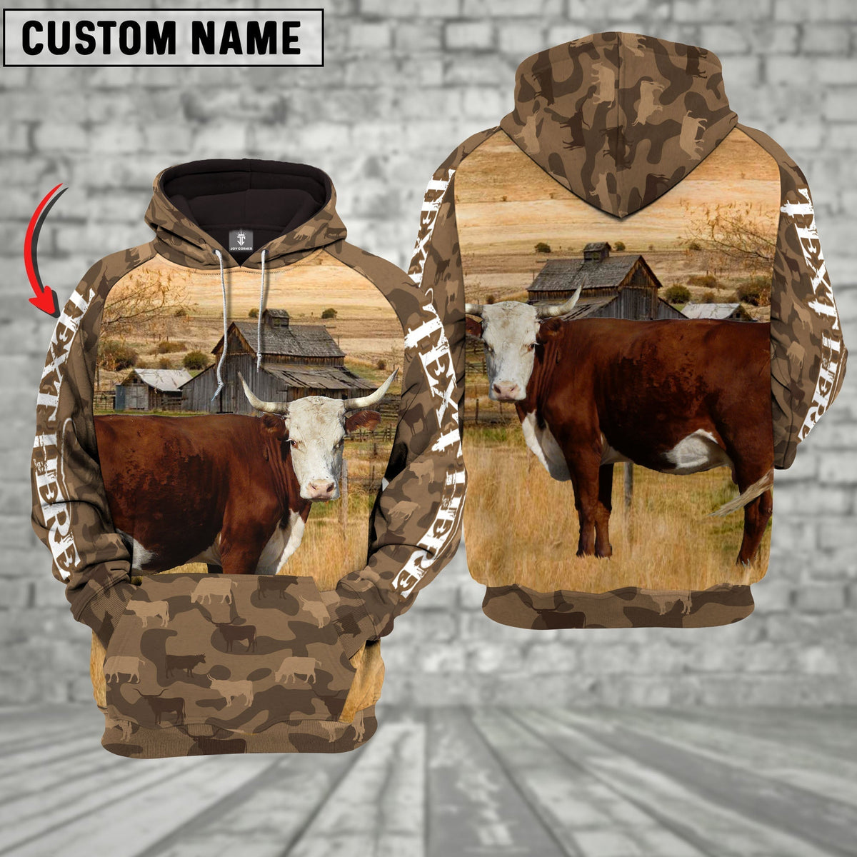 Hereford Cattle Farming Personalized 3D Hoodie