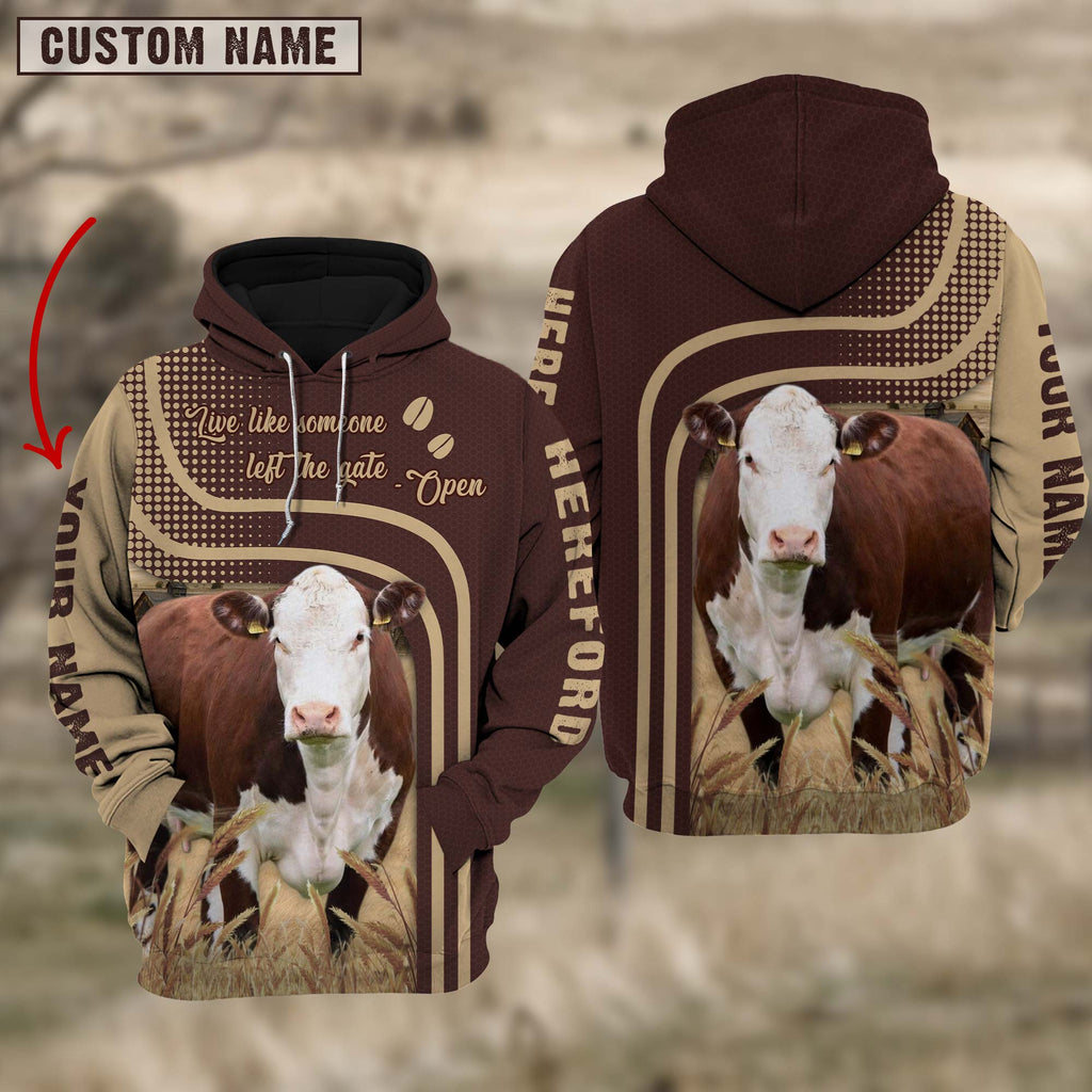 Personalized Name Hereford Cattle Hoodie TT7