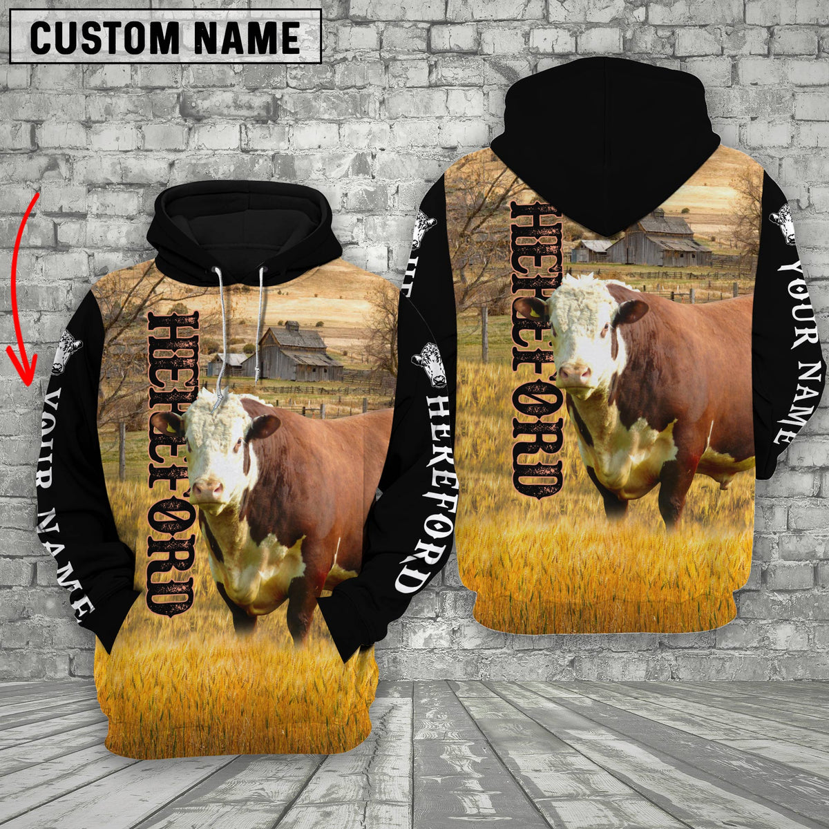 Personalized Name Hereford Cattle On The Farm 3D Shirt