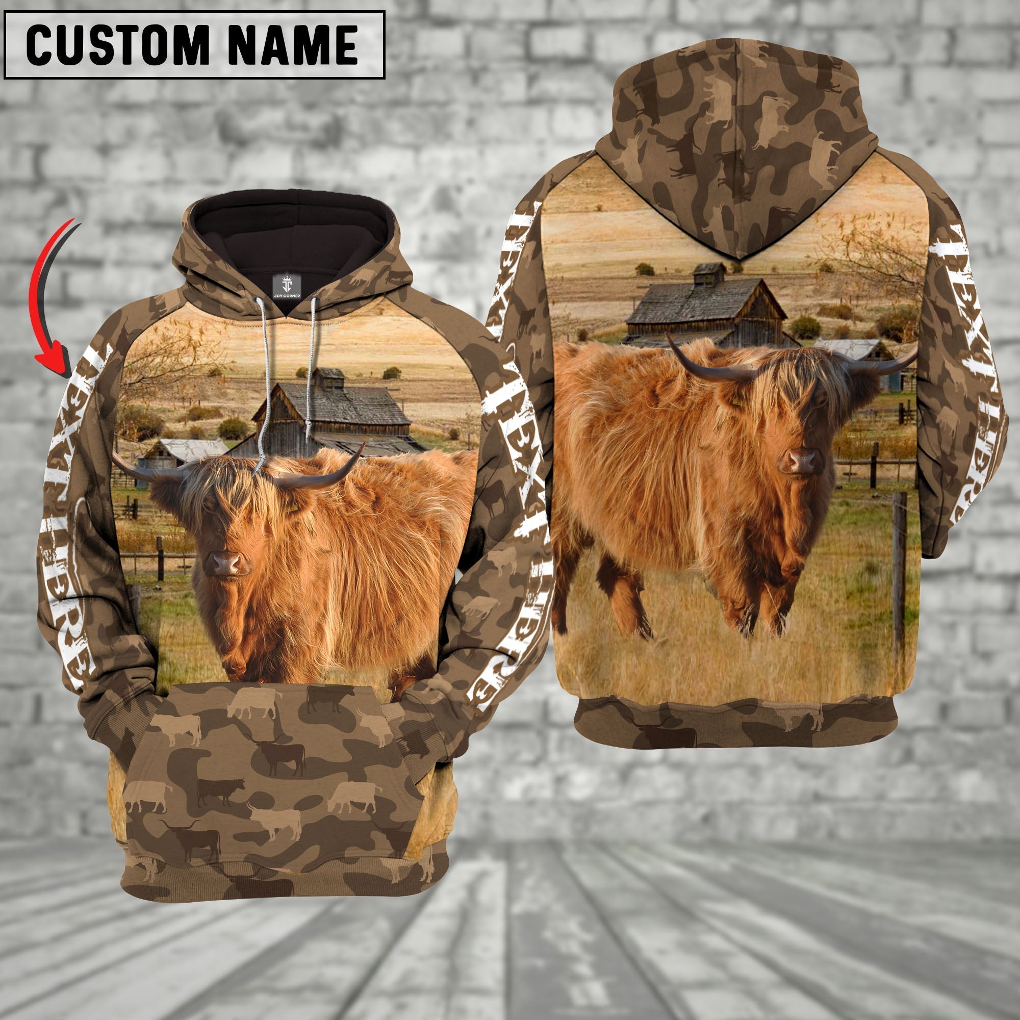 Highland Cattle Farming Personalized 3D Hoodie