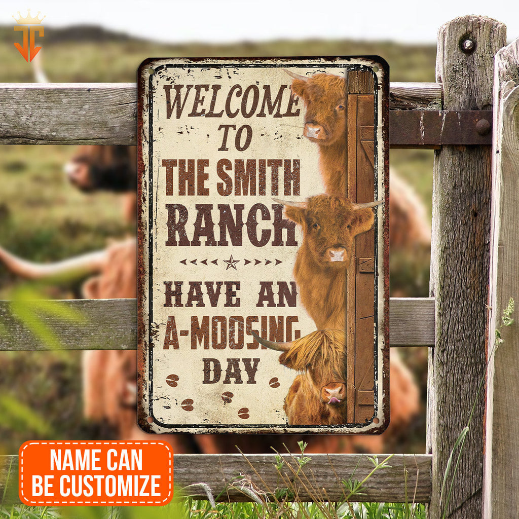 Personalized Name Highland Have An AMOO-SING Day All Printed 3D Metal Sign