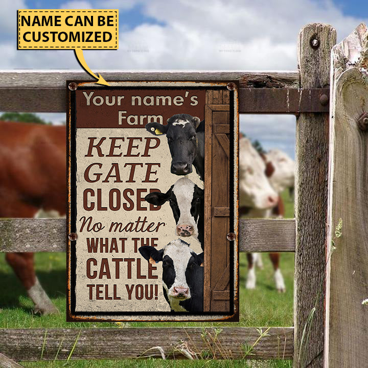 Customized Name HOLSTEIN CATTLE LOVERS KEEP GATE CLOSED All Printed 3D Metal Sign
