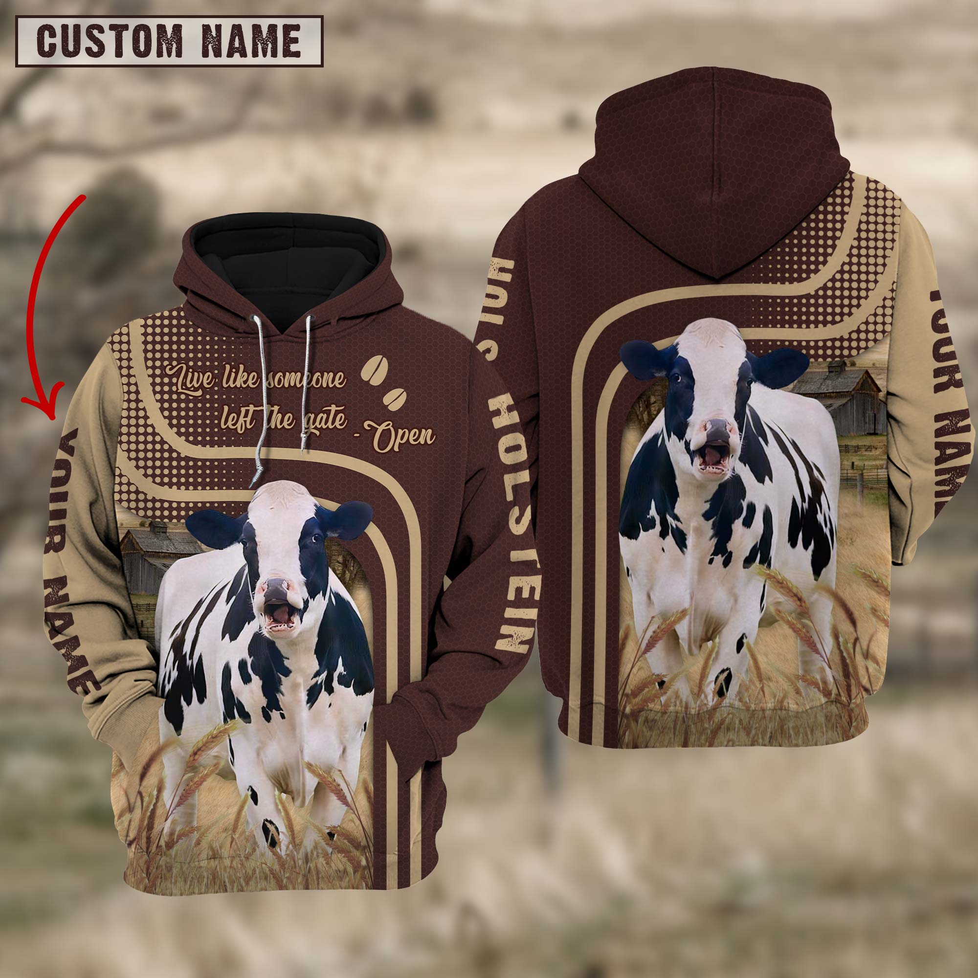 Personalized Name Holstein Cattle Hoodie TT6