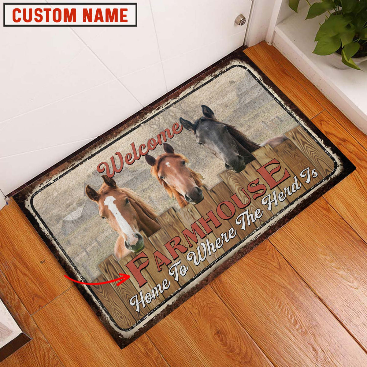 Horse Welcome Custom Name Doormat