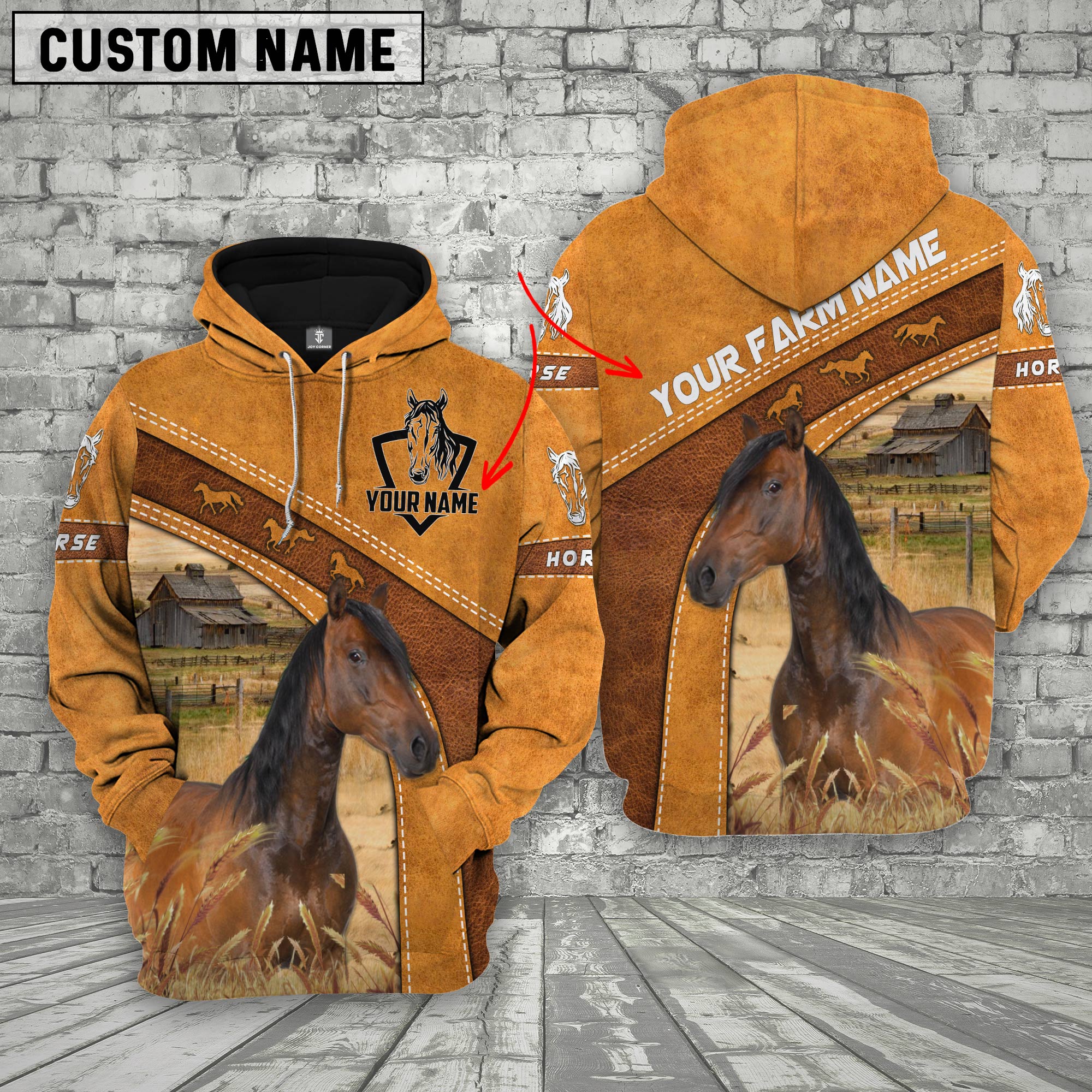 Horse 3D Customized Name - Farm Name Hoodie