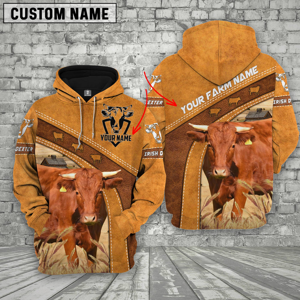 Irish Dexter 3D Customized Name - Farm Name Hoodie