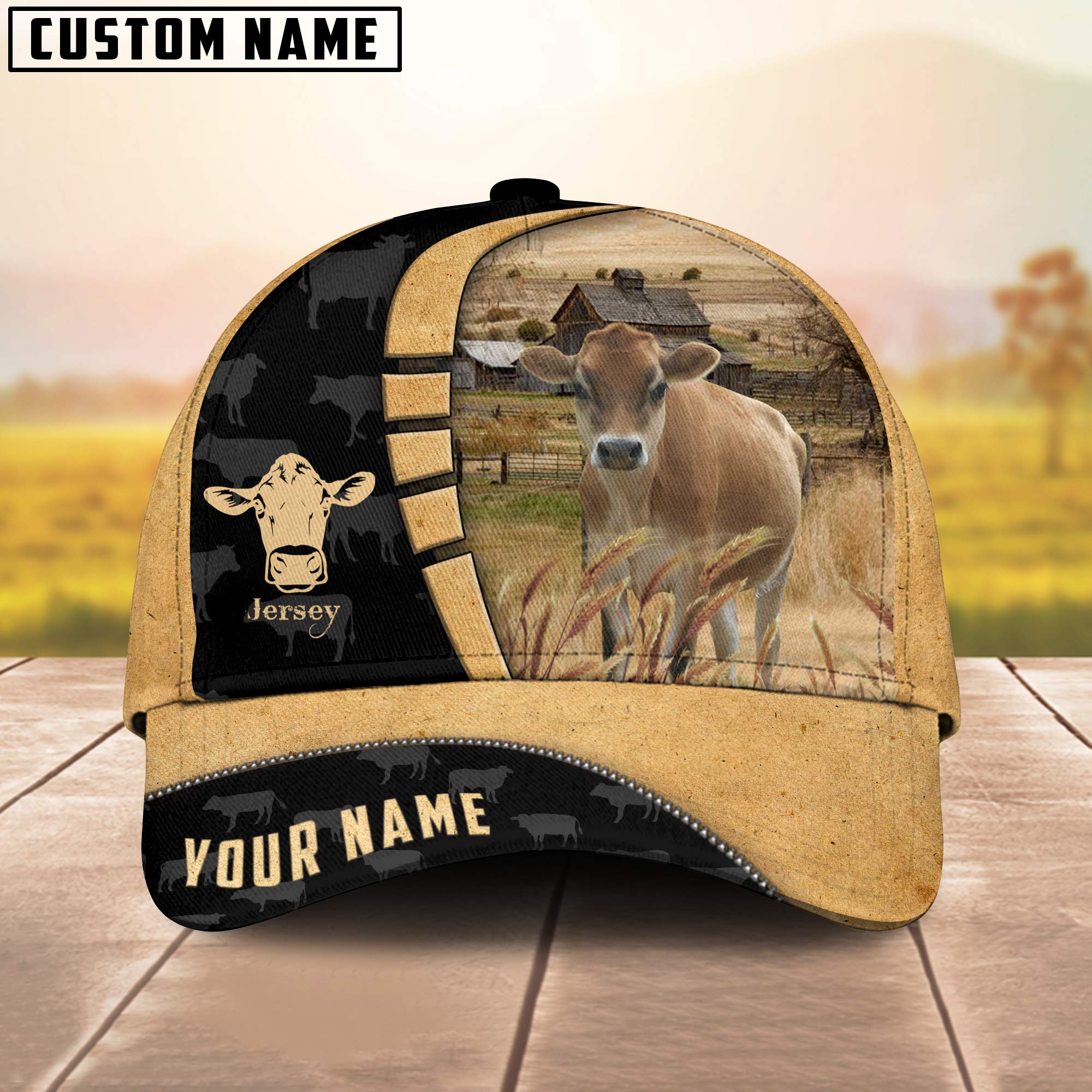 Custom Name Jersey Cattle Farmhouse Field Cap
