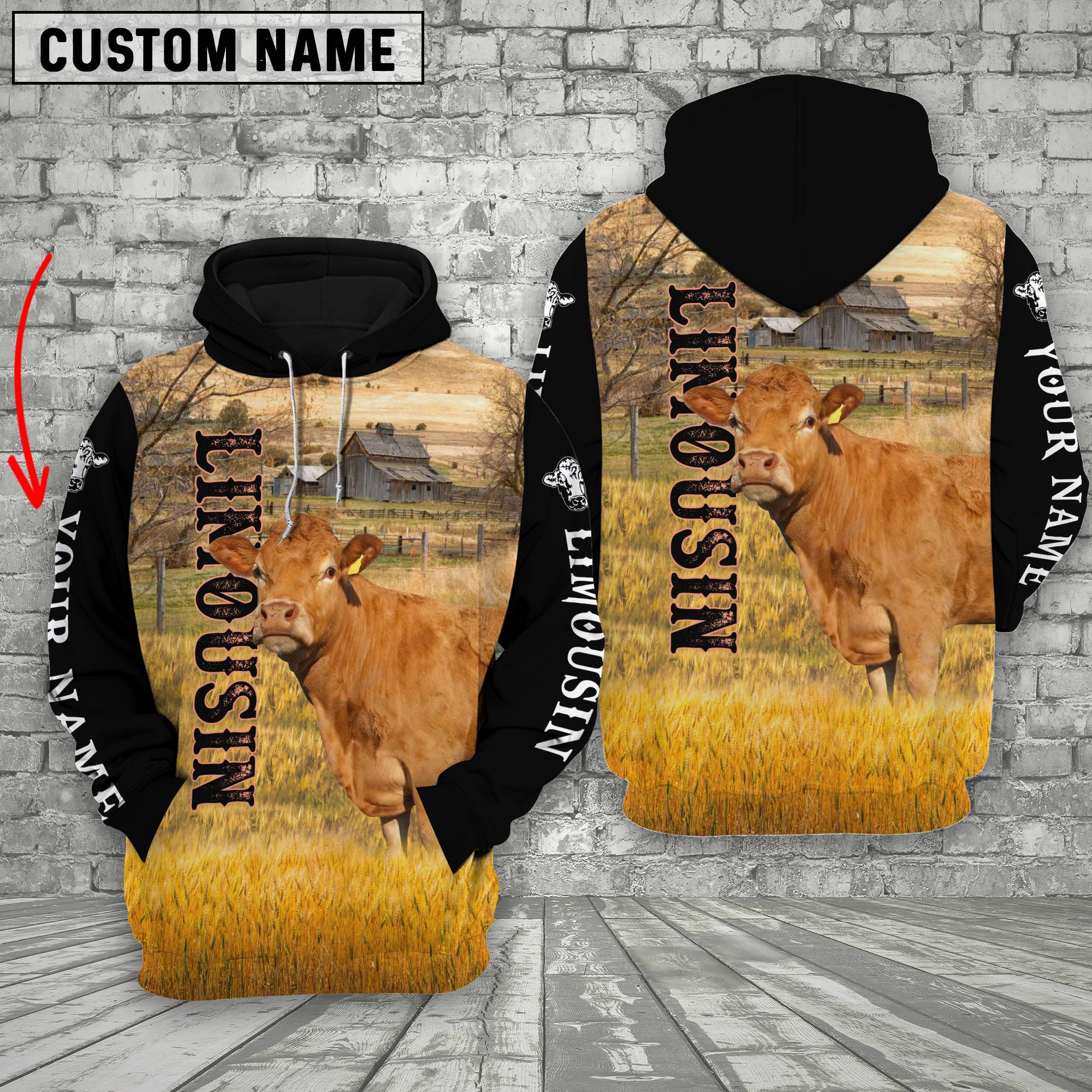 Personalized Name Limousin Cattle On The Farm 3D Shirt