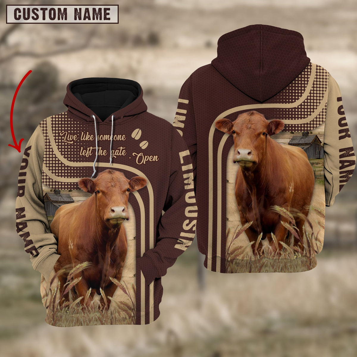 Personalized Name Limousin Cattle Hoodie TT10