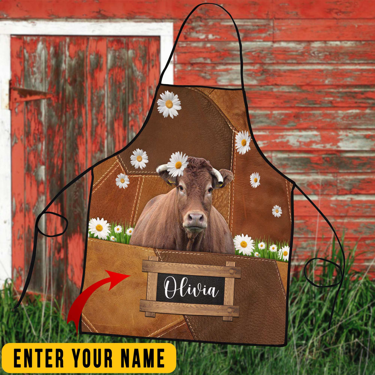 Personalized Name Limousin Cattle All Over Printed 3D Apron