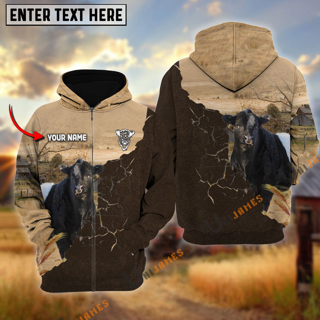 Belted Galloway Farm Land Personalized Name Hoodie