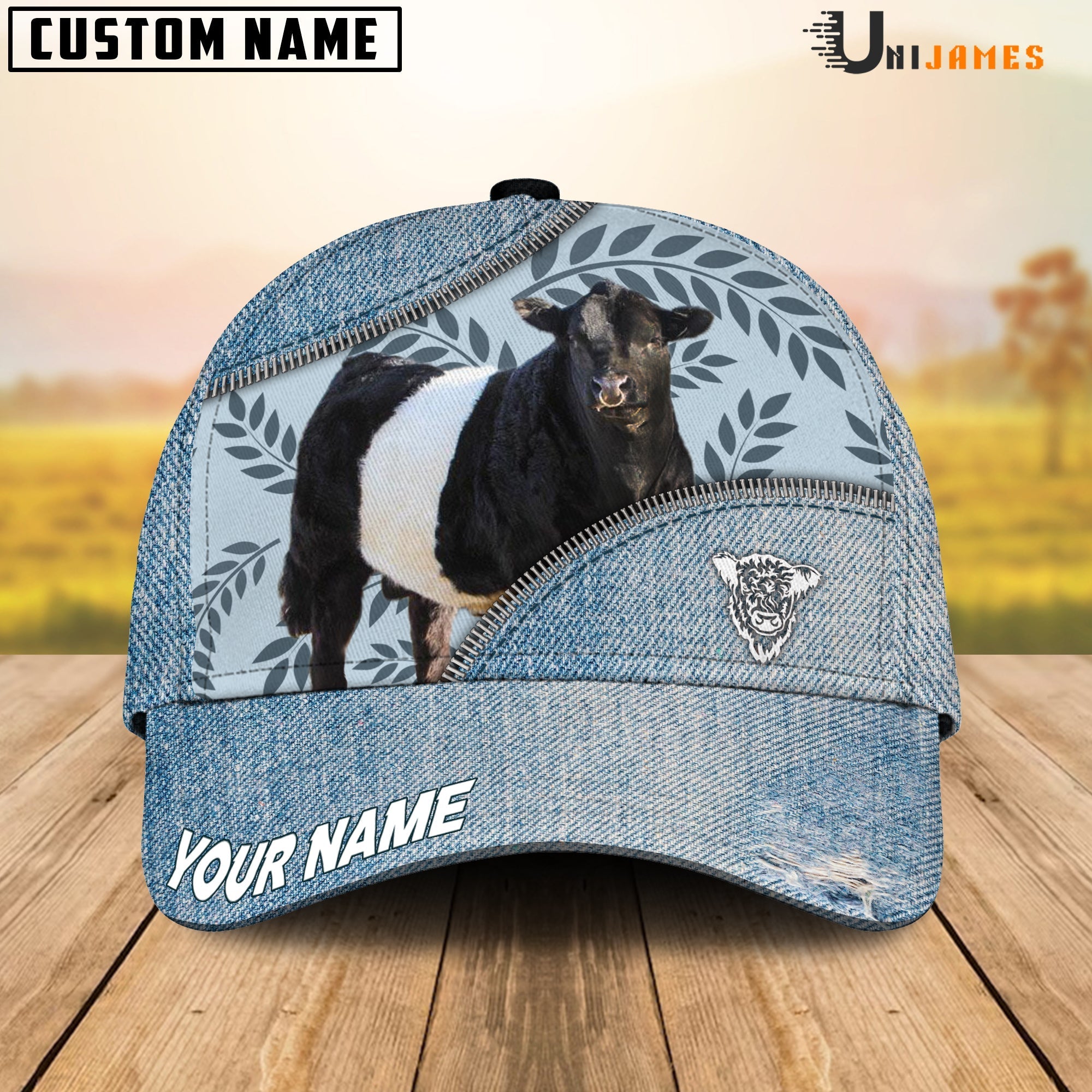 Belted Galloway Countryside Jean Pattern Customized Name Cap