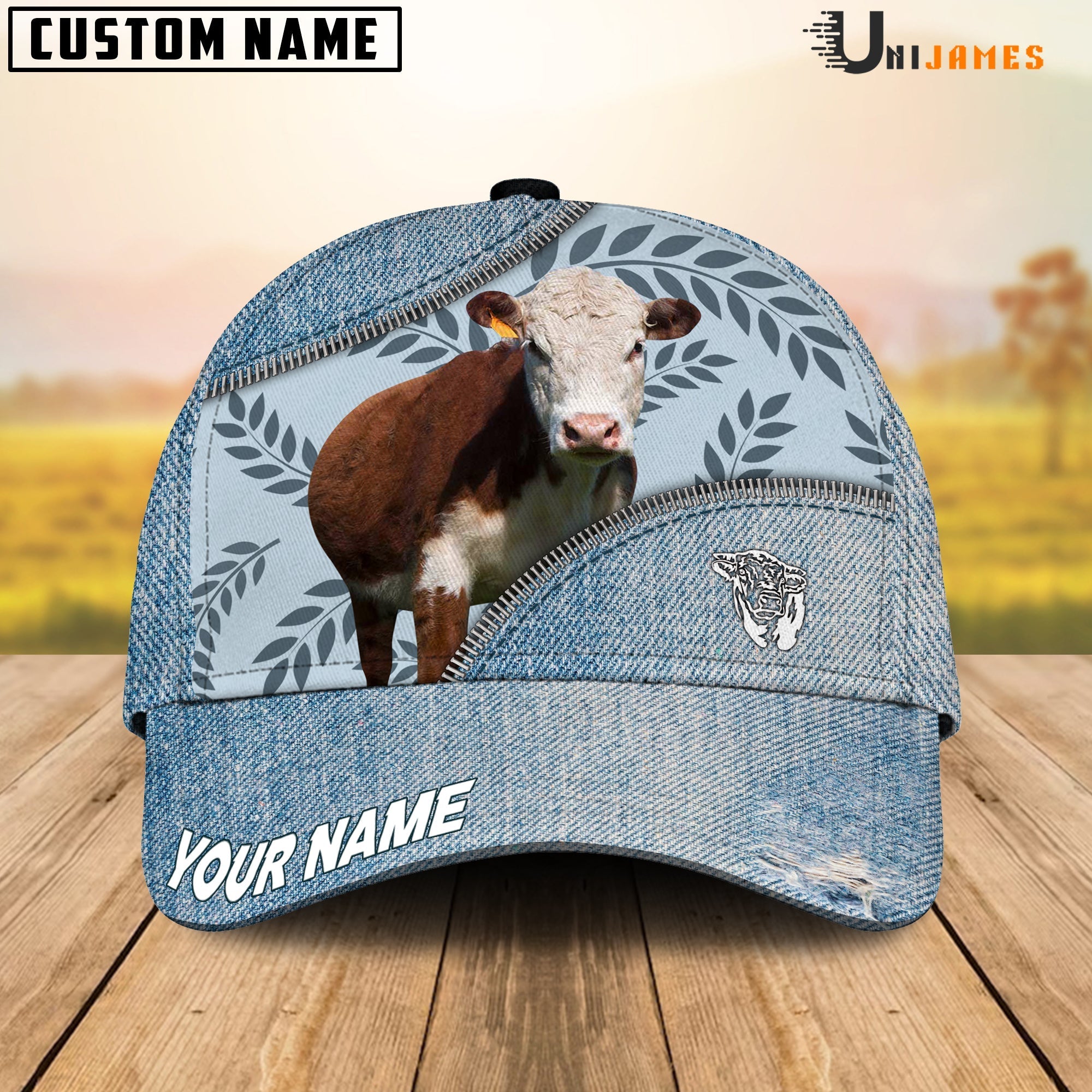 Hereford Countryside Jean Pattern Customized Name Cap