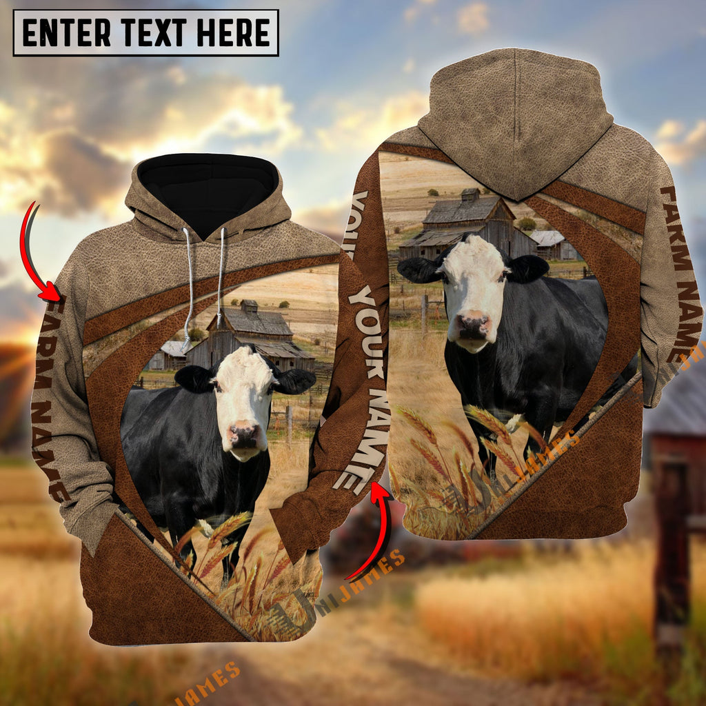 Black Baldy Personalized Name, Farm Name 3D Mix Leather Pattern Hoodie