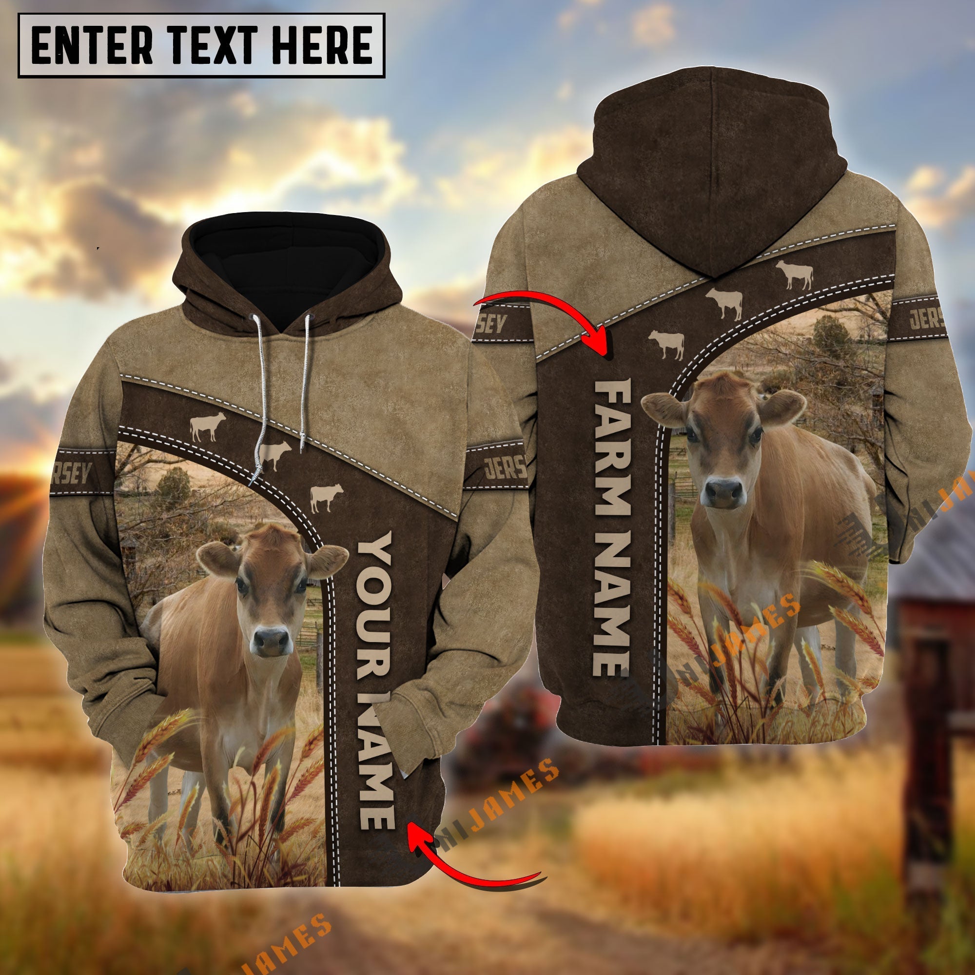Jersey Happiness Farming Personalized Name, Farm Name 3D Hoodie