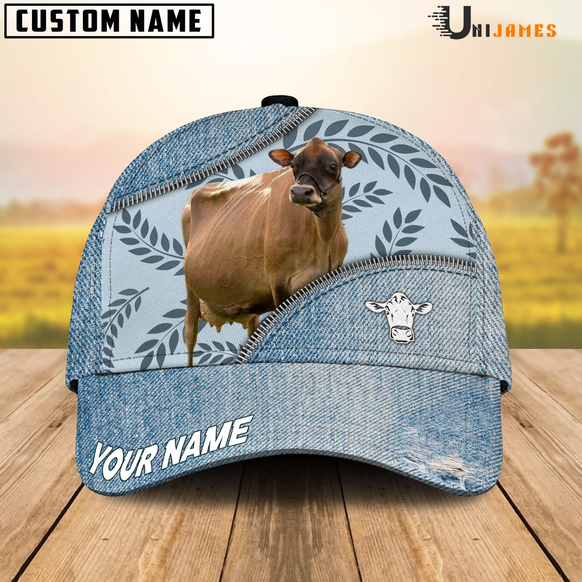 Jersey Countryside Jean Pattern Customized Name Cap