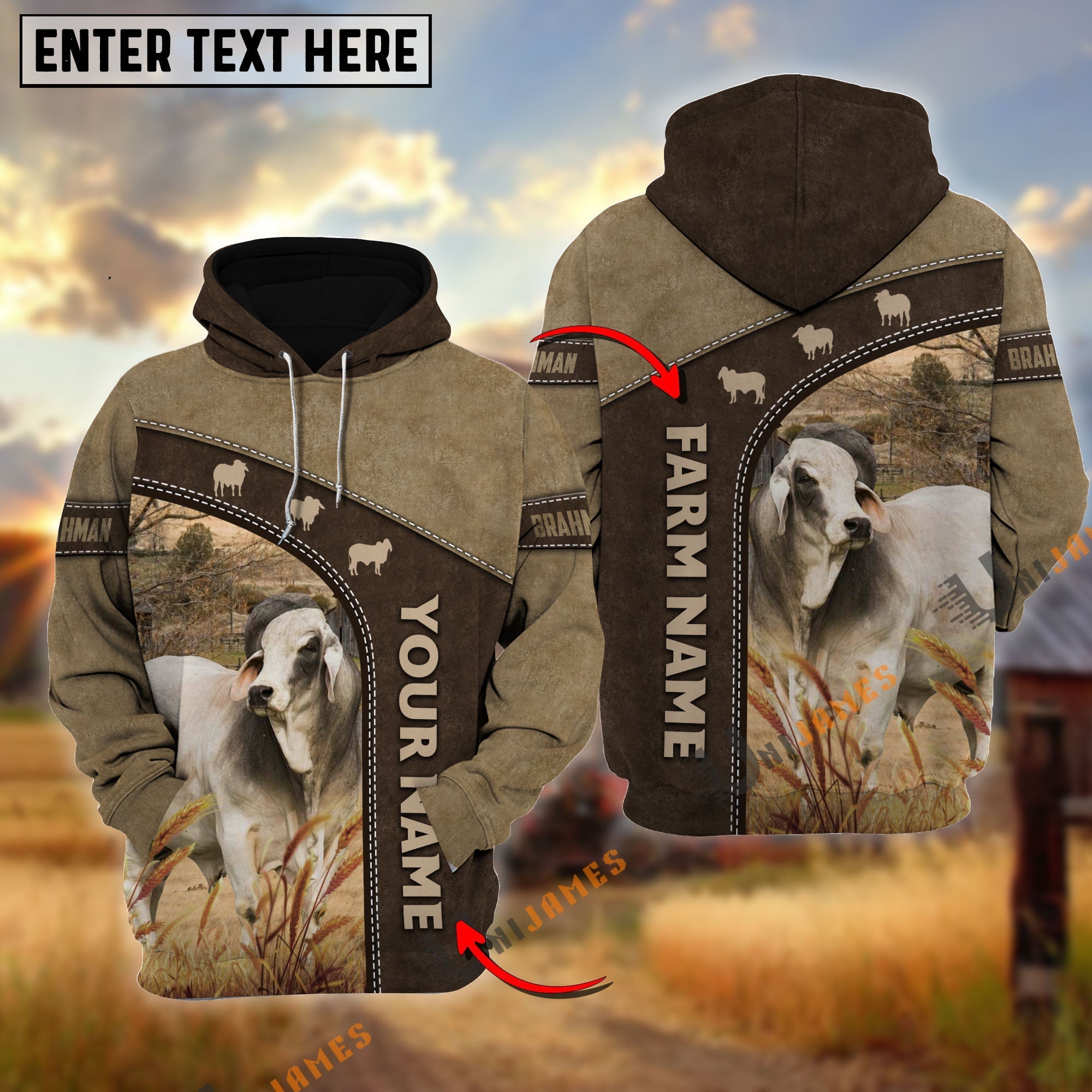 Brahman Happiness Farming Personalized Name, Farm Name 3D Hoodie