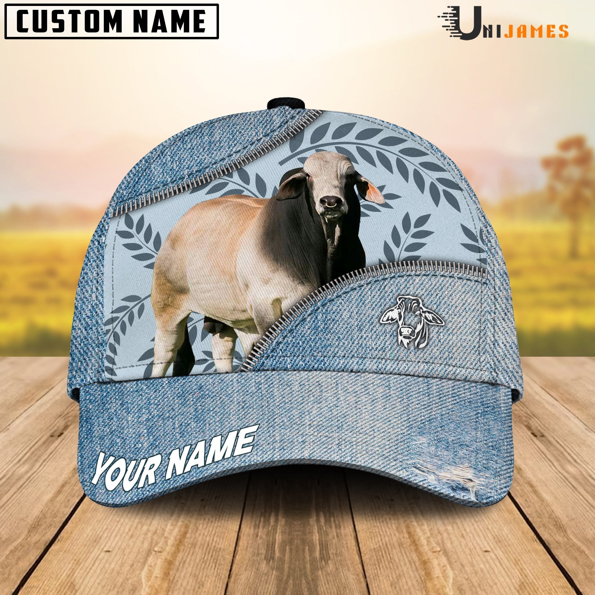 Brahman Countryside Jean Pattern Customized Name Cap