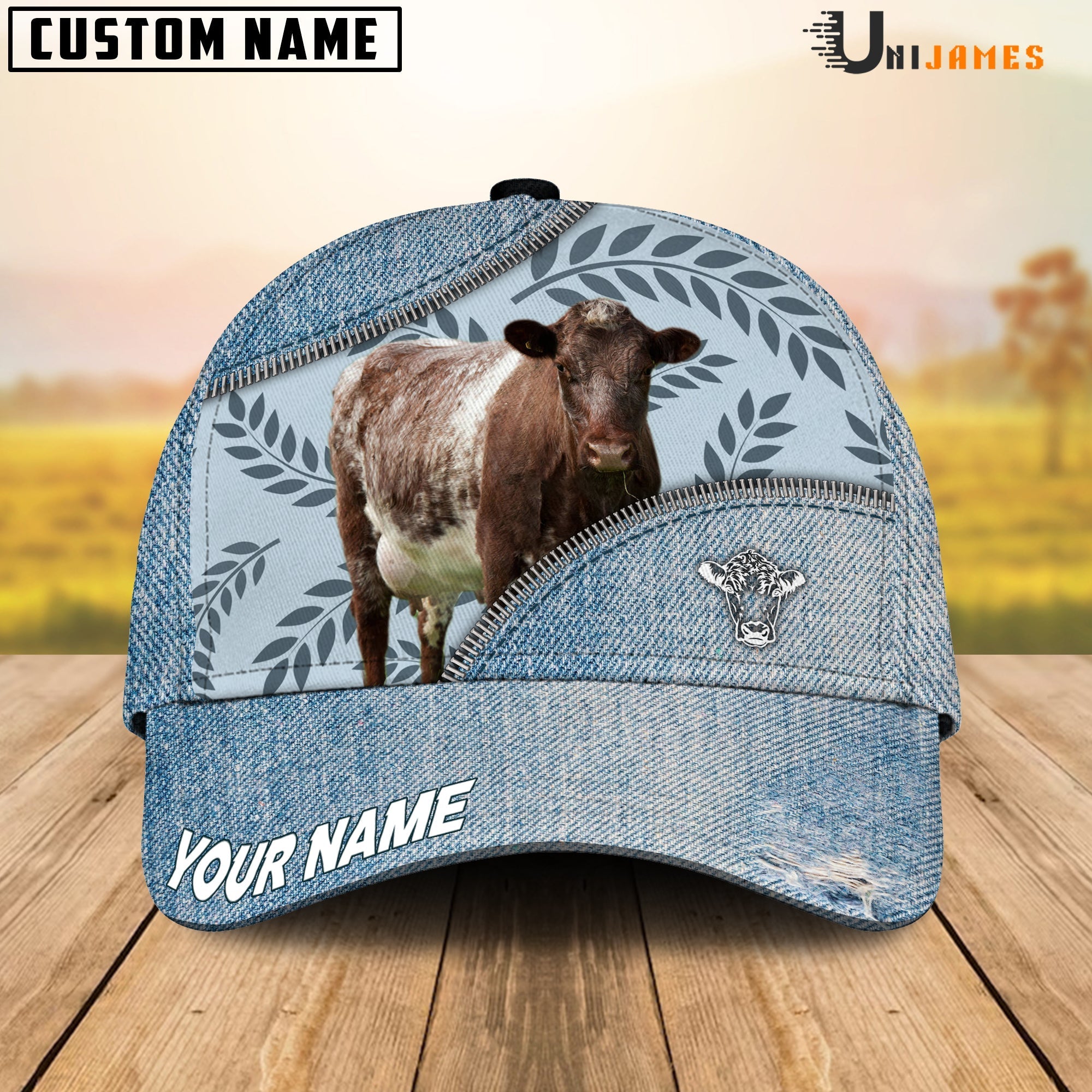 Shorthorn Countryside Jean Pattern Customized Name Cap
