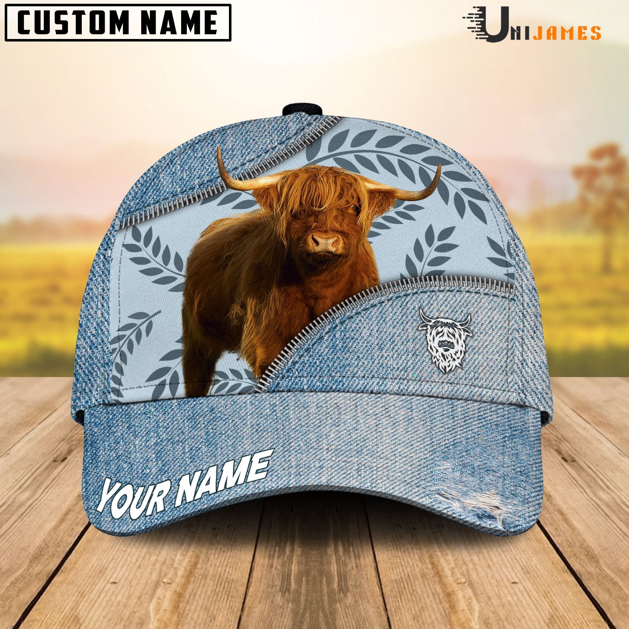 Highland Countryside Jean Pattern Customized Name Cap