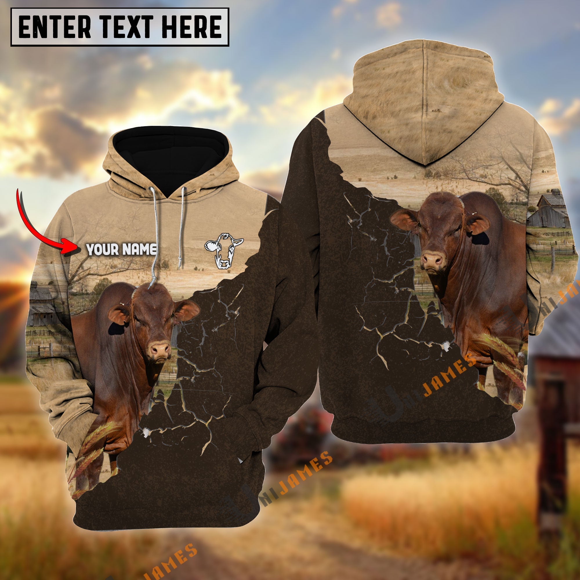 Beefmaster Farm Land Personalized Name Hoodie