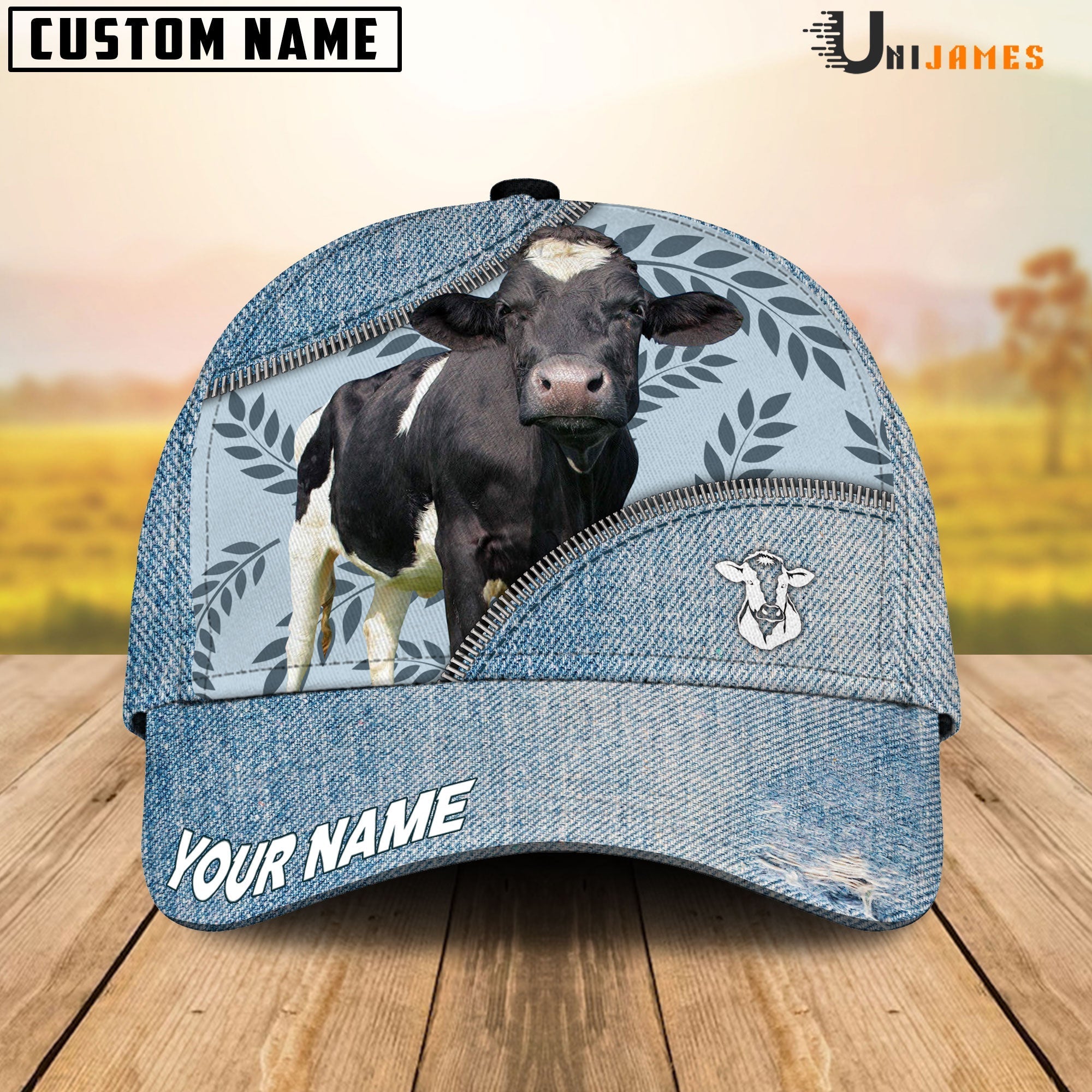 Holstein Countryside Jean Pattern Customized Name Cap