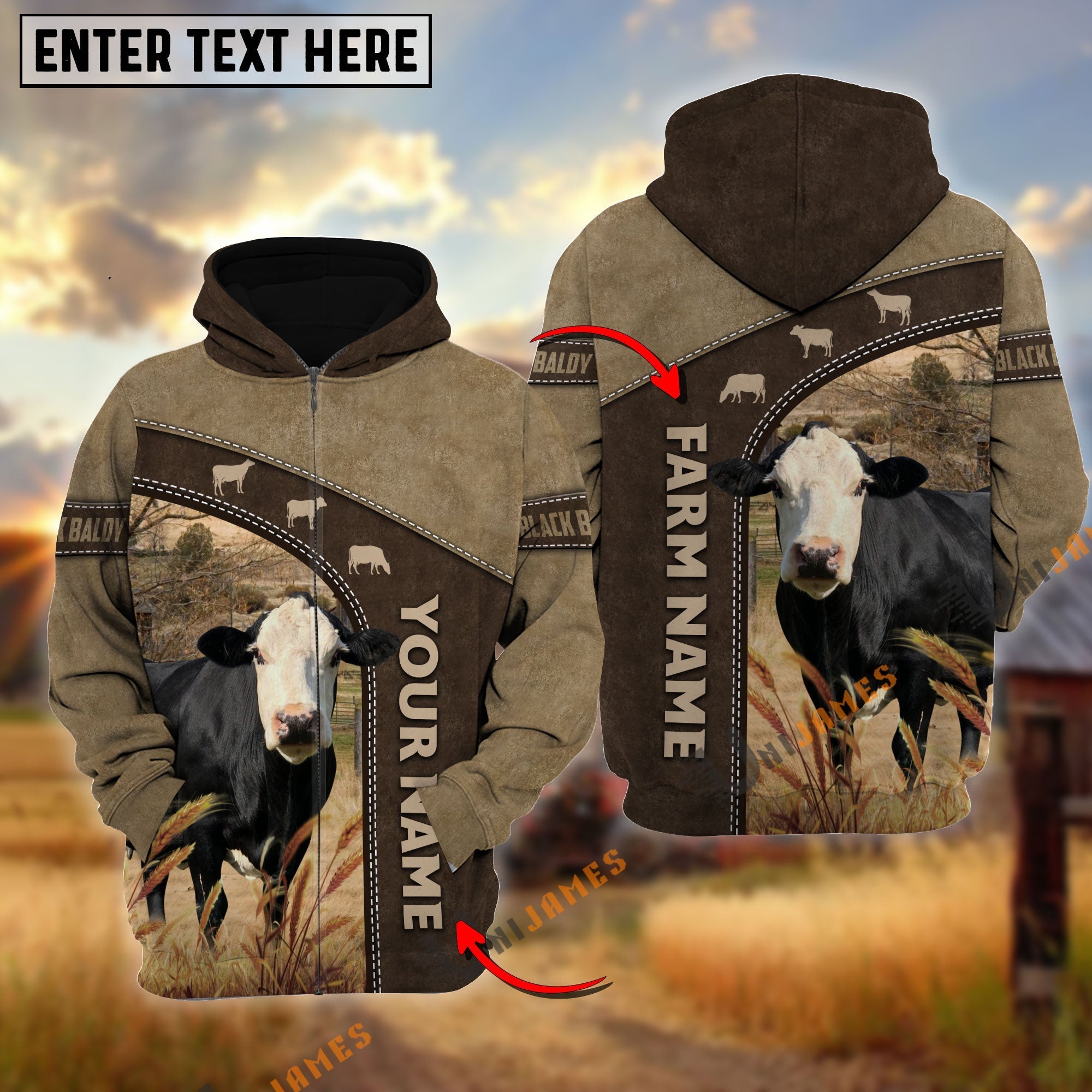 Black Baldy Happiness Farming Personalized Name, Farm Name 3D Hoodie