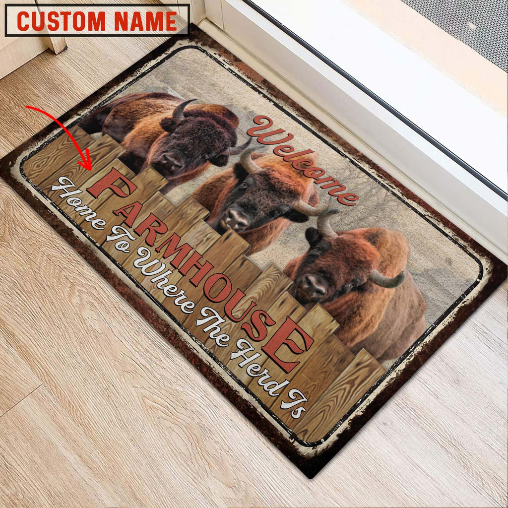 Bison Welcome Custom Name Doormat