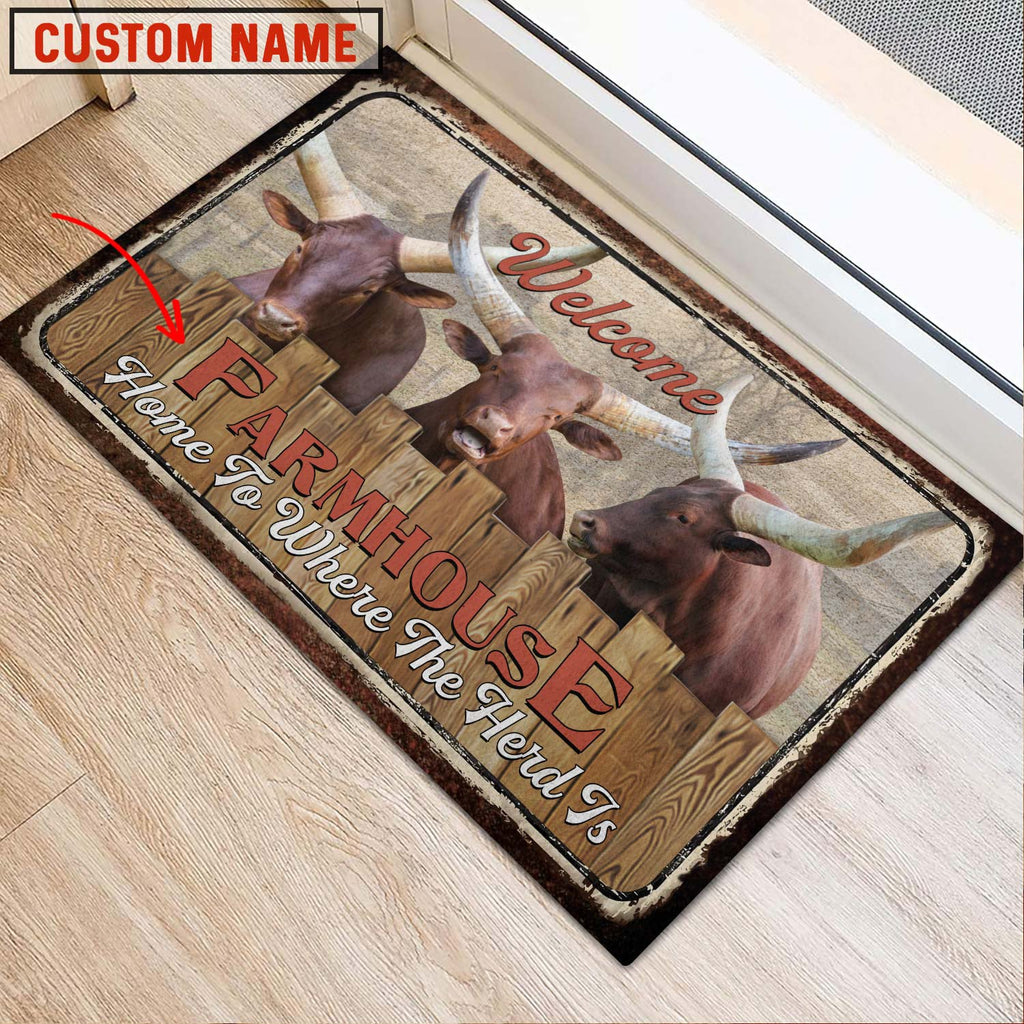Watusi Welcome Custom Name Doormat