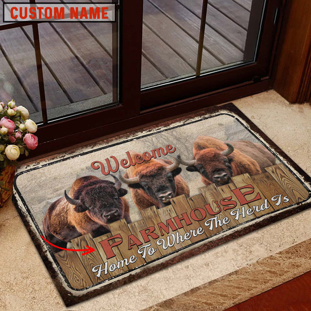 Bison Welcome Custom Name Doormat