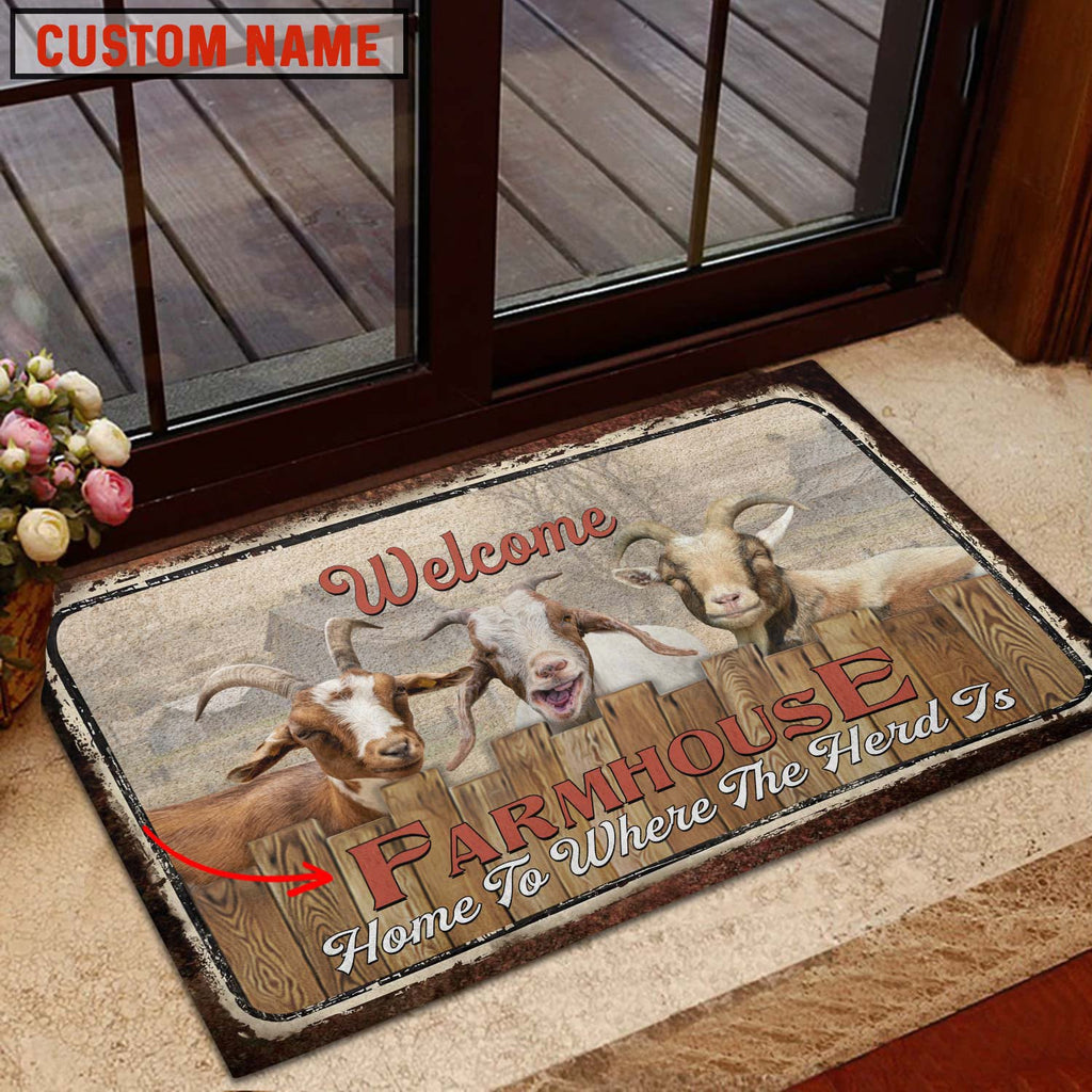 Goat Welcome Custom Name Doormat